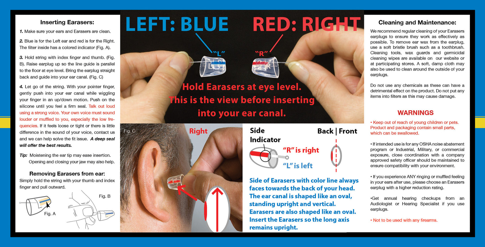 Earasers instructions inside page